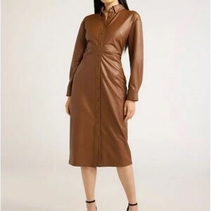 Scoop NYC Tan Long Sleeve Dress